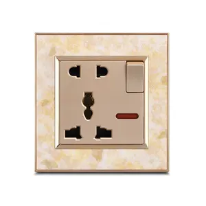 Electric Light Fitting Switches and Sockets Wall Switch China 5PINS MF Switched Socket 250V AC 13A High Grade FULINMEN A6-M08