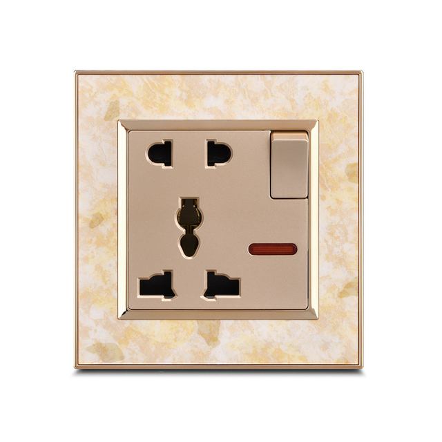 Electric Light Fitting Switches and Sockets Wall Switch China 5PINS MF Switched Socket 250V AC 13A High Grade FULINMEN A6-M08