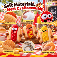 Collection de porte-clés en peluche Hot Dog, directement de l'usine, mini à géant, breloques alimentaires en peluche pour présentoirs de caisse de magasins de proximité
