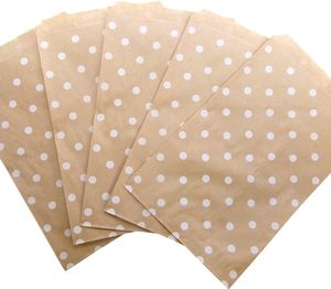 Sacchetti regalo decorativi in carta piatta sacchetti regalo in carta personalizzati con stampa bianca sacchetto di carta per affari biscotti caramella busta marrone - Product Image 1