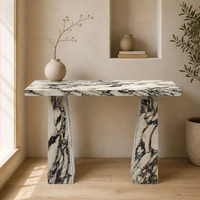 Table console de luxe OEM en marbre sur mesure Calcutta Viola poli, table d'appoint, mobilier de décoration pour villa, couloir, bar à domicile