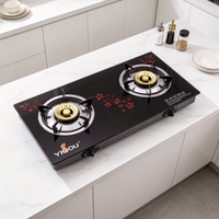 Équipement de cuisine domestique, cuisinière à gaz portable, double plaque, 2 brûleurs à gaz, plaque de cuisson extérieure, plaque de cuisson en verre trempé, cuisinière à gaz de comptoir