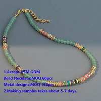 Collier ras du cou Y2K tendance en laiton plaqué or 18 carats avec perles de pierres naturelles colorées