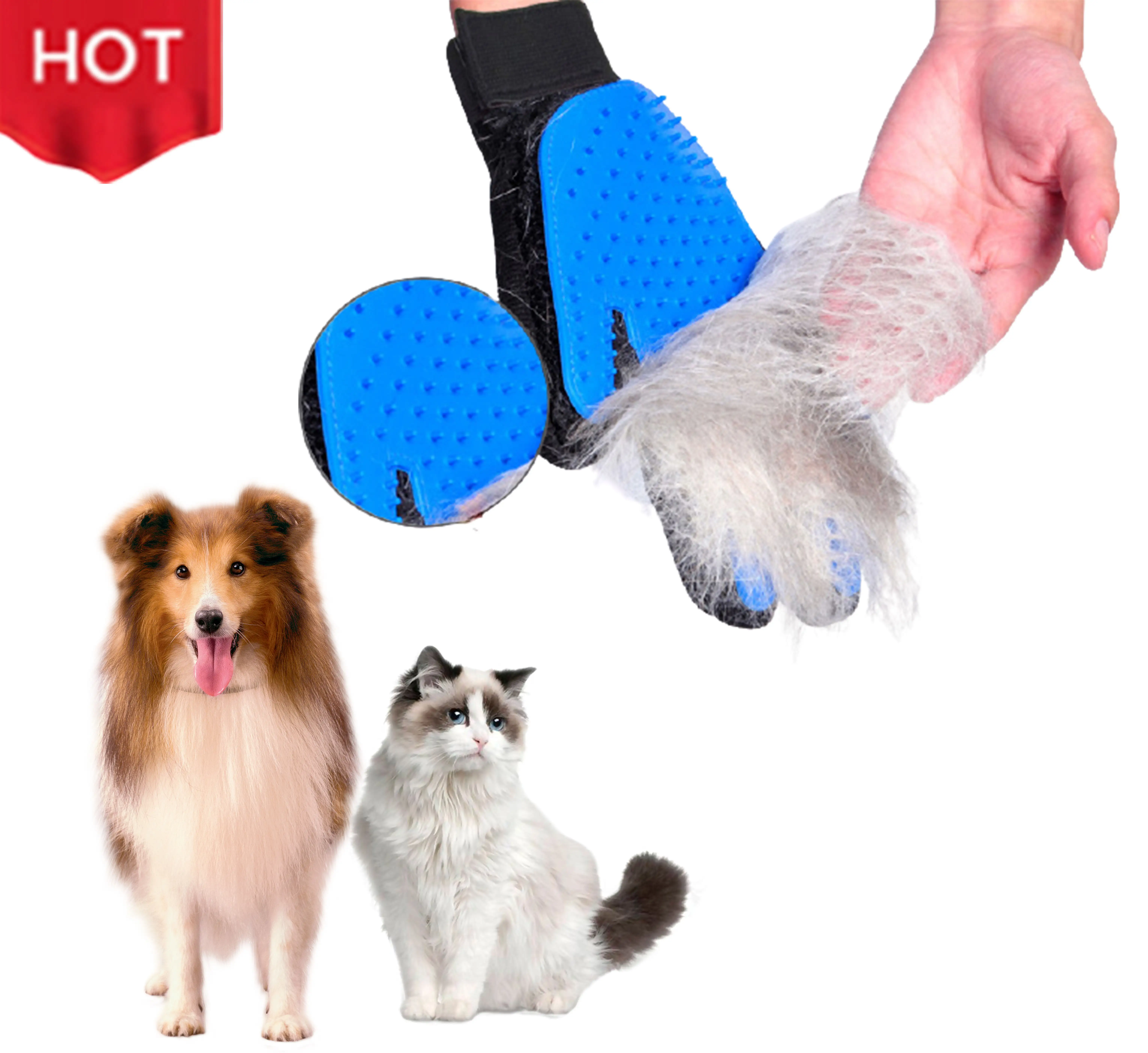 Özel silikon Pet saç çıkarıcı eldiven Pet bakım eldiven Guantes de mascotas Pet bakım eldiven