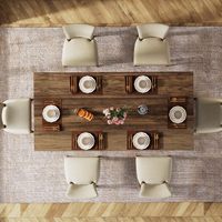 Table à manger rectangulaire en bois rustique SENYU avec pieds en bois massif, design moderne pour salle à manger, 6 places, meubles stables