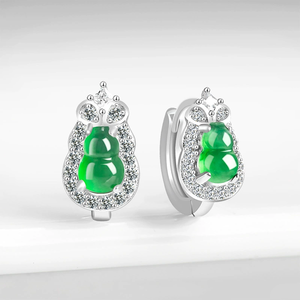 Pendientes redondos de jadeíta natural genuina de grado A, color verde amarillento, con engastes de jadeíta de grado hielo, plata S925, para mujer. - Product Image 2