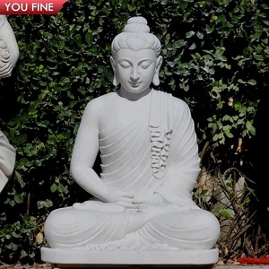 YOUFINE Vente en gros de statues de <span class=keywords><strong>Bouddha</strong></span> <span class=keywords><strong>assis</strong></span> en marbre blanc sculpté grandeur nature pour les jardins des temples bouddhistes en plein air - Product Image 5