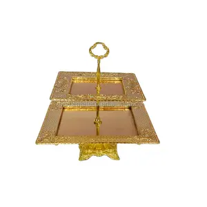 2 layer cup cake holder candy square serving tray / fruit basket / luxury villa modern party bead nuts holder