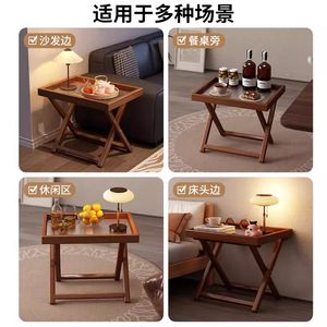 Foldable Bamboo Side <b>Table</b> For Living Room Bedroom Balcony With Tray Top Design - Product Image 4