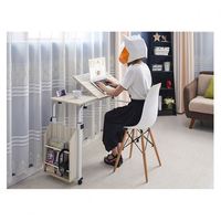 Bureau mobile pour ordinateur portable, table réglable pour lit, support de bureau surélevé pour lit d'hôpital avec tiroirs latéraux