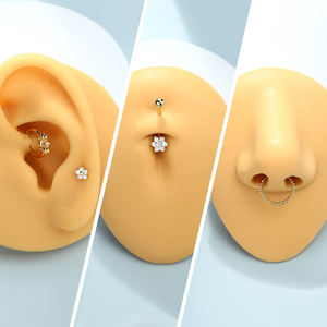 Toposh 14K massief gouden navelring, <span class=keywords><strong>labret</strong></span>, kraakbeen, tragus, daith oorring, neusring, piercing, kerstjuweel - Product Image 6