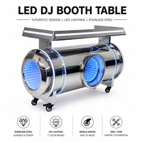 Console de mixage DJ LED moderne, table de mixage, miroir infini en acier inoxydable, design futuriste pour boîte de nuit, scène de club