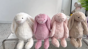 Coniglio colorato a orecchio lungo peluche carino bianco blu rosa coniglio bambola regalo di compleanno per bambini coccolone - Product Image 5