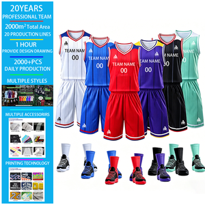 Tenues de basketball personnalisées avec nom, numéro et logo, 100% polyester respirant, maillots et shorts d'entraînement imprimés numériquement pour hommes et adolescents - Product Image 1