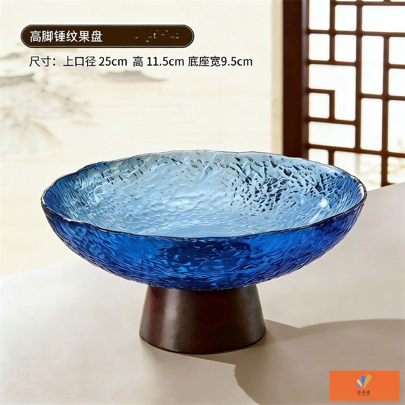 Rond en bois d'acacia martelé (bleu)