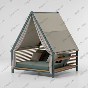 Lit de soleil de jardin en aluminium, petit lit de jour extérieur avec coussins pour utilisation en hôtel - Product Image 1