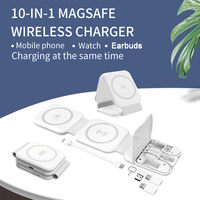 Nuevo Soporte para Teléfono 10 en 1 con Carga Rápida de 15W, Cargador Inalámbrico Magnético Plegable con Kit de Cables y Caja de Almacenamiento