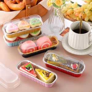 200ml 4oz Color Coated Aluminum <b>Foil</b> Loaf Pan with Dome PP Plastic Lid Disposable Microwavable Food Grade Baking <b>Container</b> - Product Image 4