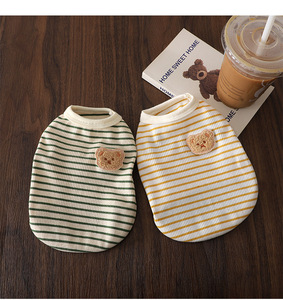 Vêtements d'été pour chien, débardeur frais à manches courtes pour chien de petite taille, motif ours brodé mignon, tenue à deux pattes - Product Image 5