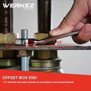 Werkez, alta calidad, 13mm, Cr-V, combinación de Llave de trinquete, herramienta de reparación Industrial, caja métrica cromada, OEM de por vida - Product Image 5