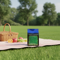 Sac à fond plat coloré sans fermeture éclair, imprimé en gravure pour l'emballage de café filtre avec design personnalisé