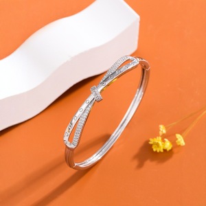 Heart Shape Micro Set Zircon <b>Bangle</b> Gold <b>Silver</b> Platinum Anniversary Jewelry Fashion <b>Bracelet</b> - Product Image 4