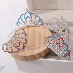 Di Cristallo coreano dei bambini Corona Festival Prestazioni Pettine Dei Capelli di Colore Diademi Corona Per Le Bambine - Product Image 6