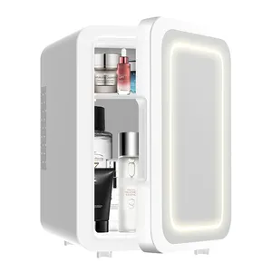 Venda quente Beleza Cosméticos Cooling Storage Box Led Maquiagem Espelho Porta Elétrica Portátil Mini Casa E Uso Do Carro Frigorífico