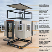 Maison conteneur préfabriquée extensible, structure modulaire en acier, cabine à aménagement personnalisé, espace de vie portable isolé