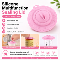 Couvercles de tasses en silicone modernes YMS, anti-poussière, hermétiques, réutilisables, avec support pour cuillère, certifiés LFGB