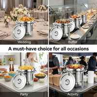Réchaud à soupe commercial isolé rond en acier inoxydable de qualité alimentaire pour buffet, restauration et hôtels