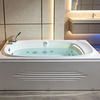 Bain à remous rectangulaire autoportant Foshan, certifié CE, pour 2 personnes, en acrylique, avec rideau d'eau lumineux, 1,82 m