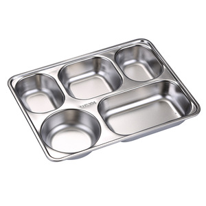 Stainless Steel Compartment Plate 304 Four Five Section Dual Side Electrolytic Treatment For School Hotel Cafeteria - Product Image 3