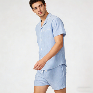 Beefey Wholesale Man Sleepwear <strong>Short</strong> Sleeve Piping <strong>Pyjamas</strong> Soft Bamboo Cotton <strong>Men</strong> Pajamas Loungewear Sets <strong>Men's</strong> Clothes - Product Image 2