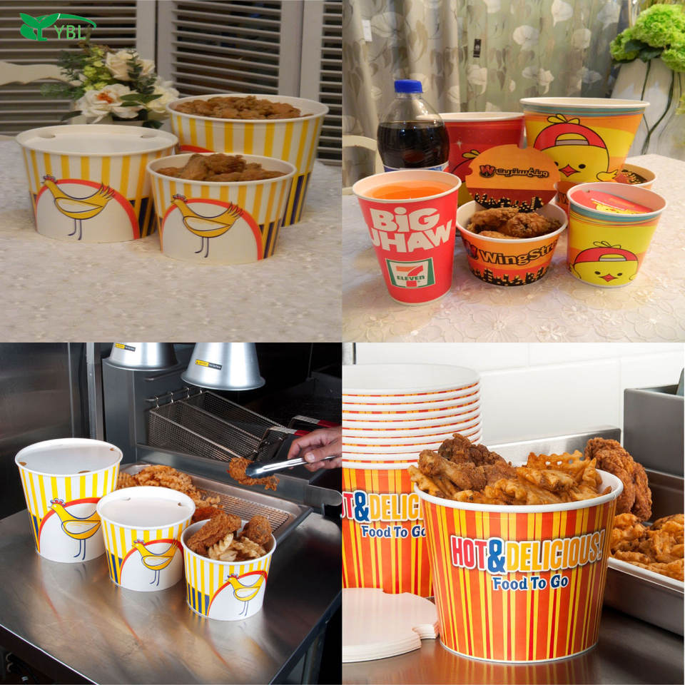 Paper Cheken 170oz Super Large Paper Fried Chicken Bucket Grease Resistant Custom ...