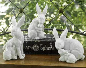 Trang trí hình động vật Thỏ dễ thương bằng nhựa Retro đồ nội thất tượng sân vườn ngoài trời Chú Thỏ Phục sinh trang trí sân vườn ngoài trời