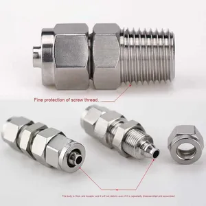 304 thép không gỉ nhanh chóng Xoắn tấm vách ngăn thẳng không khí phụ kiện đường ống trung gian nhanh chóng kết nối PU ống khóa Nut số lượng lớn - Product Image 3