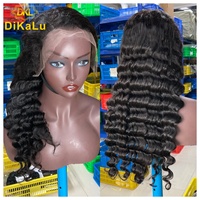 Prix de gros Perruque en cheveux humains bruts non traités, ondulation profonde lâche, Remy vierge, cuticules alignées, perruque frontale en dentelle transparente 13*4