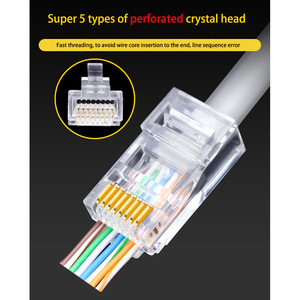 ขั้วต่อ RJ45 Cat6 แบบไม่มีฉนวนหุ้ม 8p8c ชุบทอง ผลิตจากทองแดงผสม สำหรับสายอีเธอร์เน็ต - Product Image 3
