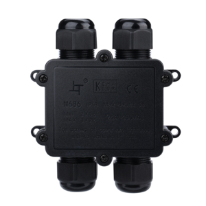 H type IP68 Junction Box Waterproof Outdoor 4 Cable M25 Black Plastic Connector Gland Electrical Enclosure 3 Pin Terminal