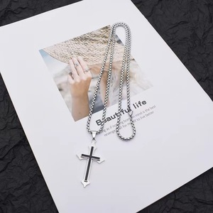Nouveau Titane Acier Cain Pendentif Personnalité Hip Hop Avec Accessoires Croix Couple Collier - Product Image 2