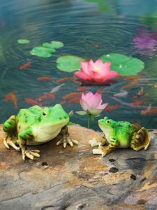Rana in Resina Verde Personalizzabile, Simulazione di Rana Divertente, Adatta per l'Apprendimento sui Animali Naturali dai Bambini, Può Decorare Stagni - Product Image 4