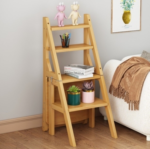 Đa chức năng gấp thang Phân sáng tạo cầu thang phân <span class=keywords><strong>4</strong></span> lớp tre gấp bước Phân bốn bước Thang ghế - Product Image 4