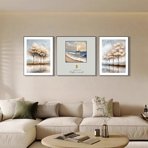 Moderno dipinto murale minimalista "albero torreggiante <span class=keywords><strong>di</strong></span> una barca a foglia" all'ingresso del soggiorno - Product Image 4