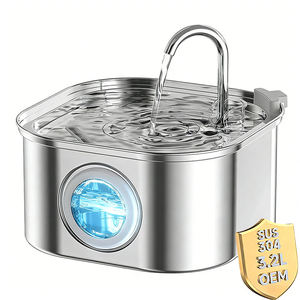 Fontaine <span class=keywords><strong>à</strong></span> eau automatique pour animaux de compagnie <span class=keywords><strong>en</strong></span> acier inoxydable 3,2 L, gamelle pour chat et chien, motif uni, alimentation par charge, produits pour chats - Product Image 1