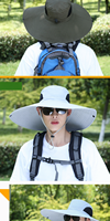 Cappello Estivo da Uomo per Protezione Solare, Cappello da Pescatore con Ampia Tesa per Escursionismo e Pesca, Anti-UV, Copre il Viso