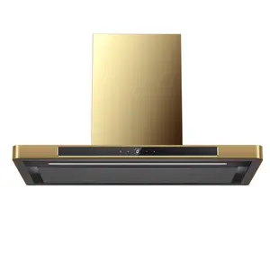 Gaya Euro emas baja tahan karat 900mm dapur ekstraktor asap fan cooker range hood