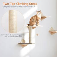 Arbre à chat mural personnalisé en bois massif écologique, classique, à 2 niveaux, avec plateforme de saut et griffoir pour salon