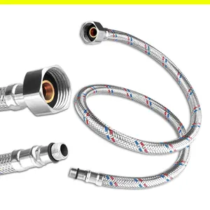 Flexible Plumbing Hose With Stainless Steel Flex Nut Inch 3/8 Faucet Water Tap Kitchen Toilet Basin Supply Line