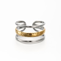 EDGE Titan-Stahl Edelstahl-Ring Offener Verstellbarer Ring Gold Silber Schichtiert Einfacher Moderner Schmuckring für Frauen